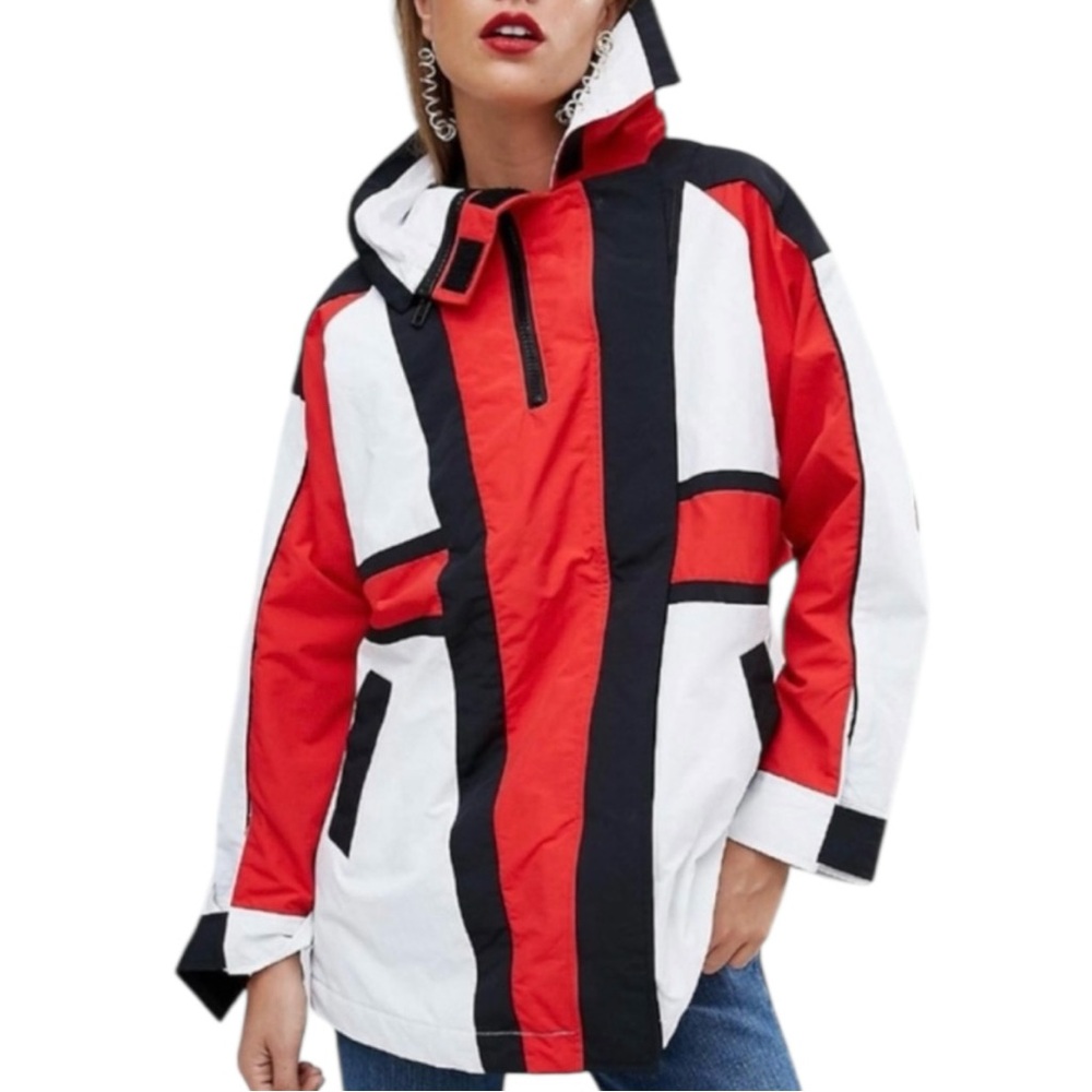 Colorblock Red, Black & White Ski Jacket